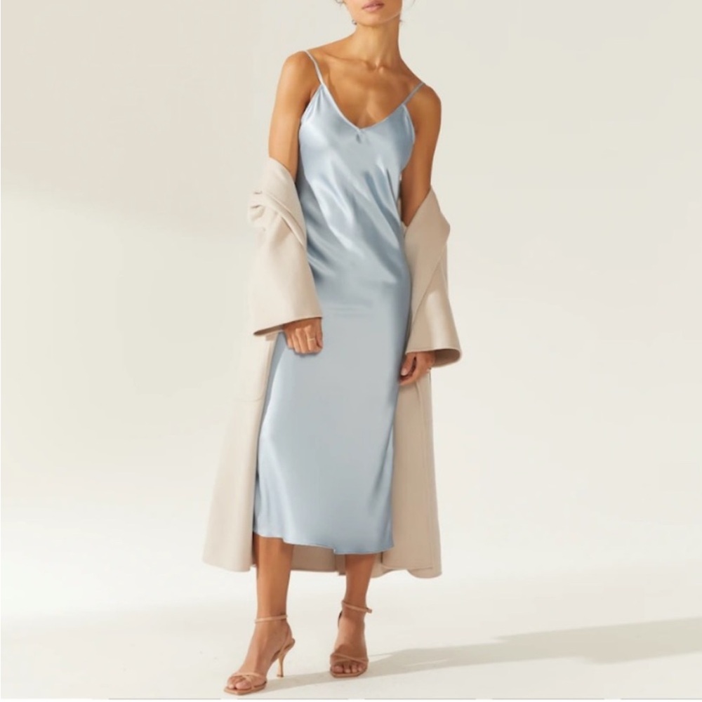Italic 100% Silk Malone Slip Dress in Periwinkle (Baby Blue) XL